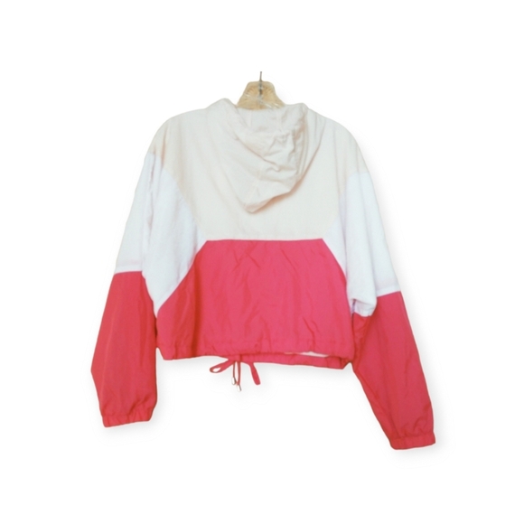 Guess Cropped Pink White Windbreaker Women's Size Medium - Picture 2 of 5